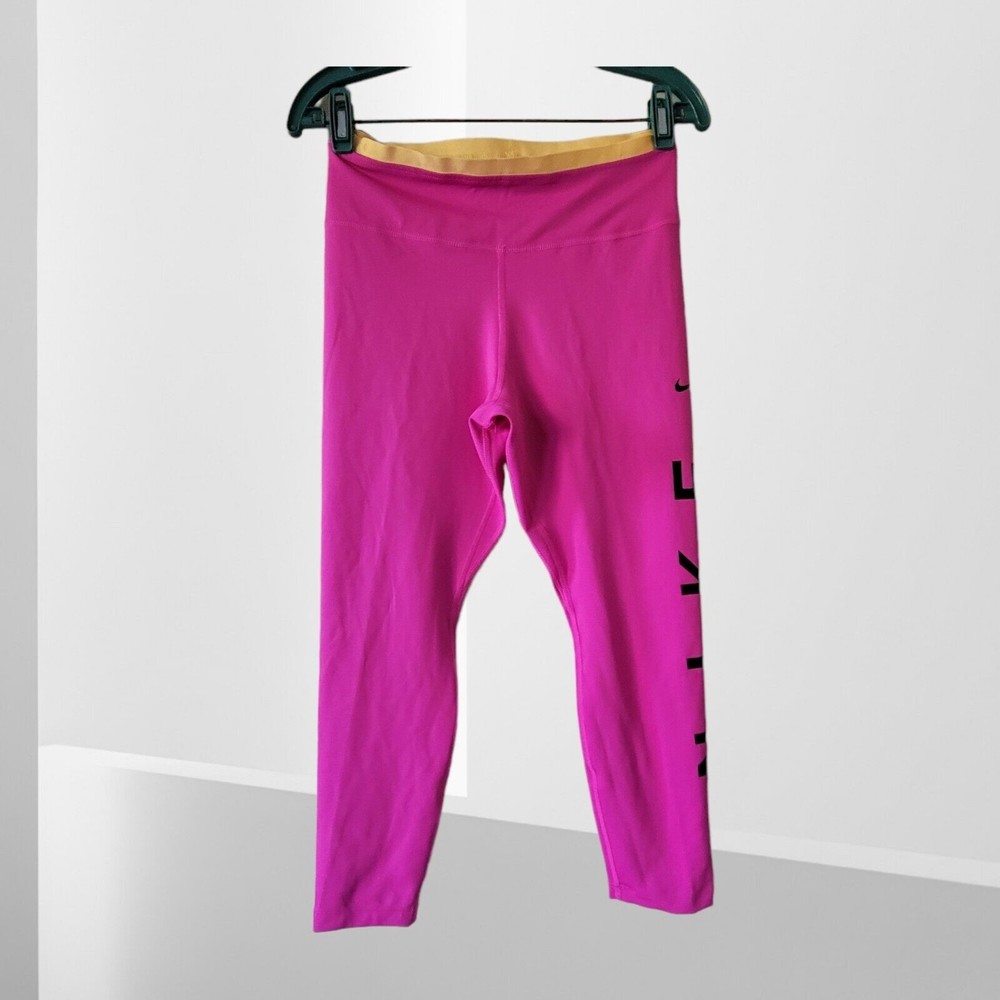 NIKE DRI FIT Pink Leggings Medium Crop Hot‎ Pink + Orange